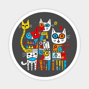 Abstract Art Cat Family Abstractionism Cubism Ghosts Cats Magnet